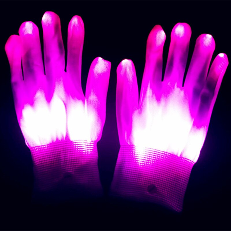 1 par de guantes de iluminación LED, accesorios de iluminación para fiestas de Navidad y Halloween, luces LED para dedos, danza fluorescente, coloridos Guantes luminosos: pink