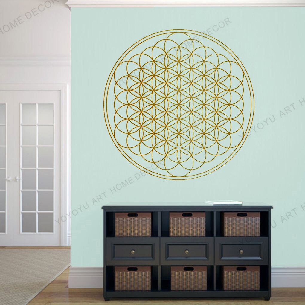 Mordern Home Flower of Life Geometric Wall Sticker Circle Mandala Wall Murals Yoga Studio Decor Geometry Lines Decal rb-73