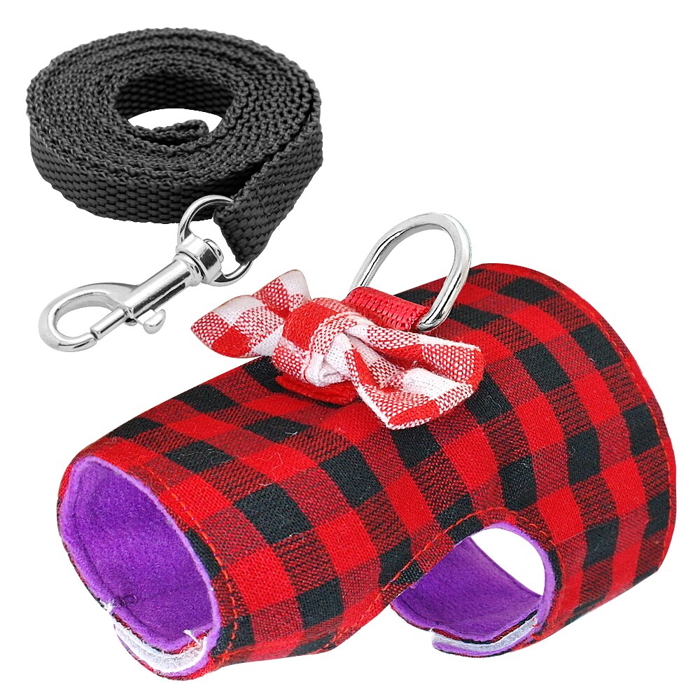 Lille kæledyrs kanin sele vest og snor sæt til ilder marsvin bunny hamster kaniner hvalp killing bowknot brystbælte sele: Rød / Bryst til 10-14cm