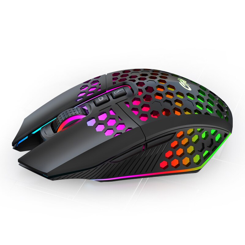 X801 Wireless Charging Gaming Mouse 8-button LED Honeycomb Hollow Ergonomic RGB Gaming Mouse With External Receiver