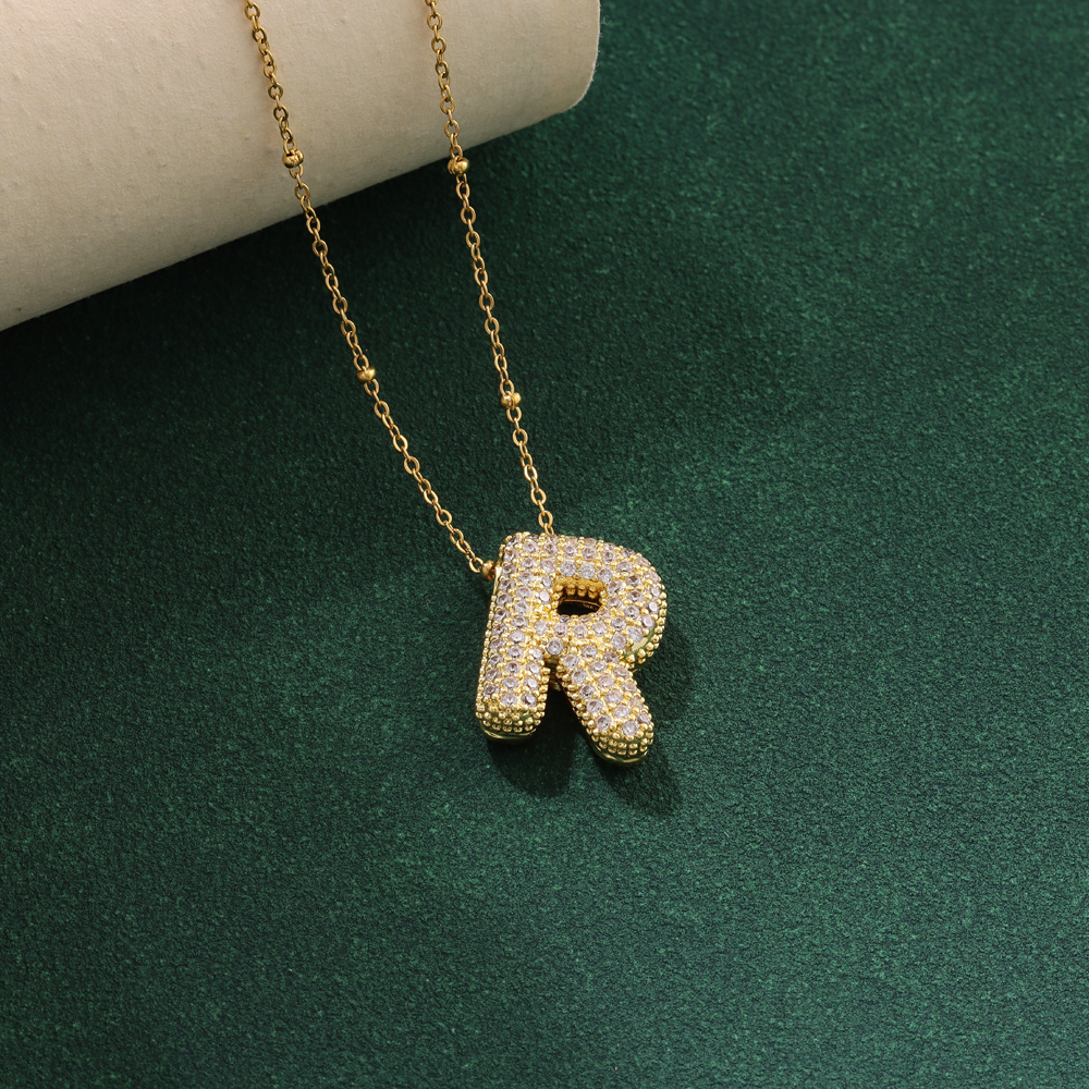 Neue Luxus Zirkon Kristall 26 Englisch Buchstaben Edelstahl Halsketten Für Frauen modisch Weibliche Halsband Kette Schmuck: Blaues weißes verzinktes