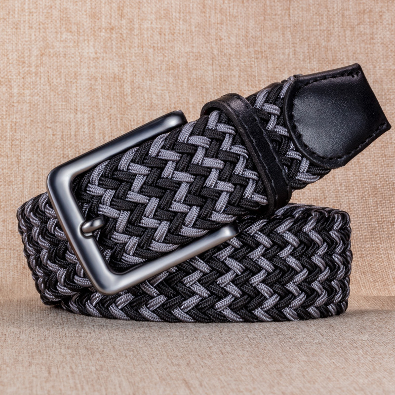 Neue Männer Gürtel hochwertige Patchwork Farbe Leinwand Herren Gürtel unperforierte Legierung Nadel schnalle Männer Nylon Gürtel Sport Jeans Bels: Dunkelgrau / 125 cm