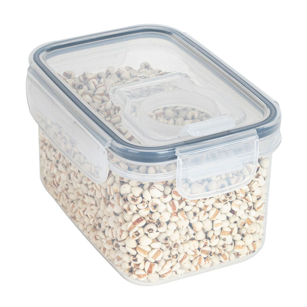 Transparent Rectangular Rice Bucket Sealed Dustproof Grain Storage Tank for Kitchen: black