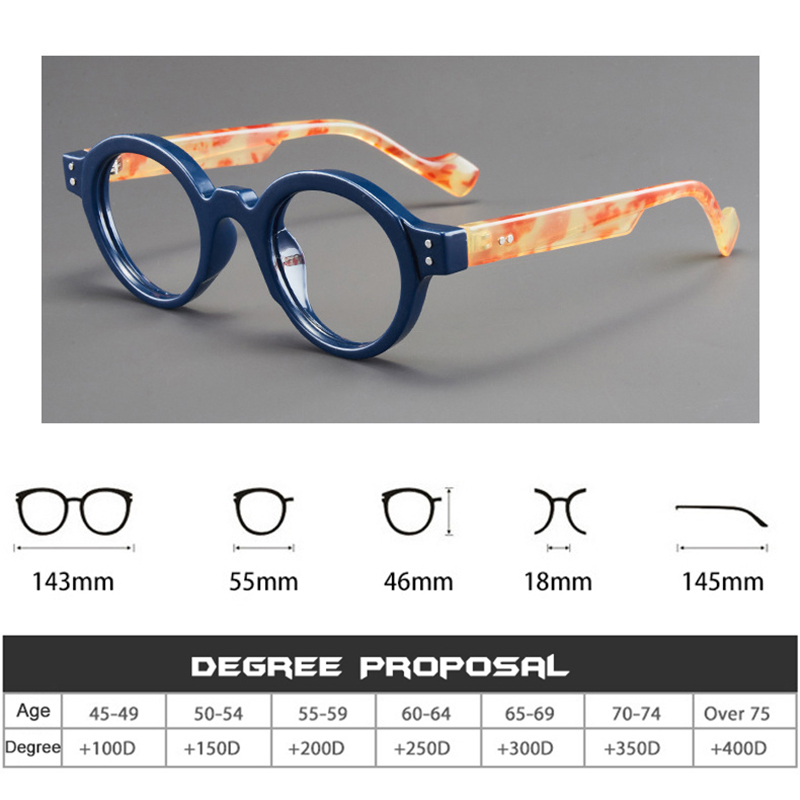 Herr retro läsglasögon anti blått ljus trend ultralätta runda bågar dam presbyopiska glasögon bågar unisex