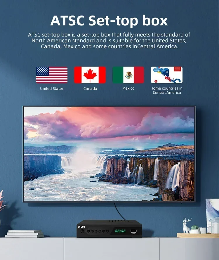 1080P Digital TV Converter Box ATSC TV Tuner with Recording&Playback HDMI Output Set Top Box Digital Channel Free for US CA MX