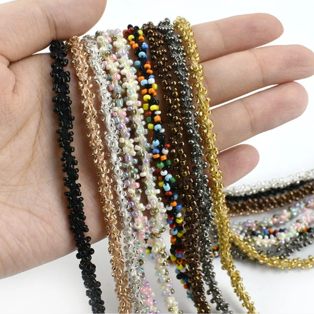 5mm Beaded Lace Trim for Sewing Clothes Trimmings Wedding Dress Curtain Laces Ribbon Decoration Hair Accessories