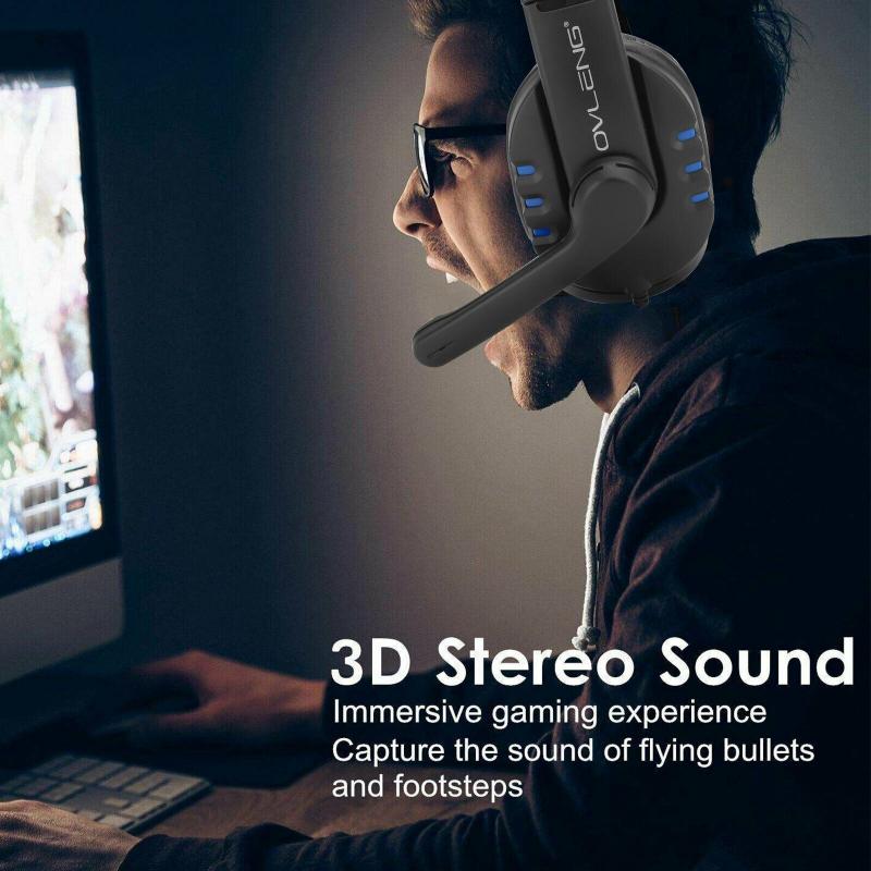 Gaming Headphones For PS4/Nintendo Switch/Xbox One/Laptop Adjustable Bass Stereo PC Gamer Over Ear Wired Headset With Mic