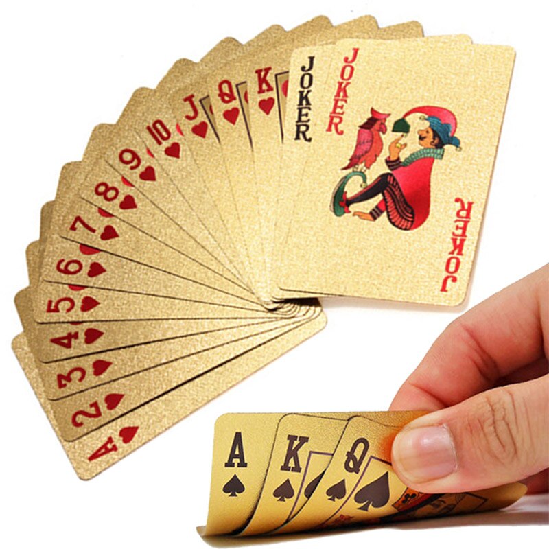 24K Gold Playing Cards Poker Game Deck Gold Foil Poker Set Plastic Magic Card Waterproof Cards