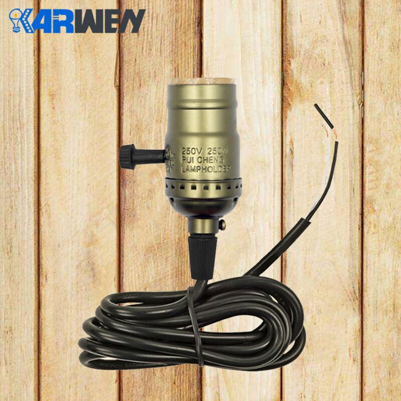 Base de bombilla Edison E27, soporte de lámpara de bronce colgante, enchufe de tornillo de 110V/220V con interruptor/Cadena de cobre + Hierro con agarre de cable de 1,2 M: B