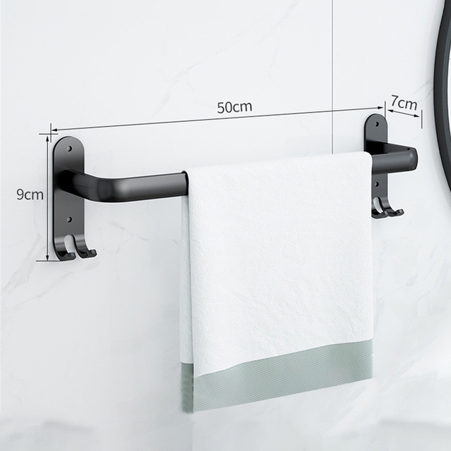 30-50cm veggmonterte håndklehengere håndklestativ baderomstilbehør håndklestang i aluminium matt svart dusjhåndkleholderkrok: Burgunder