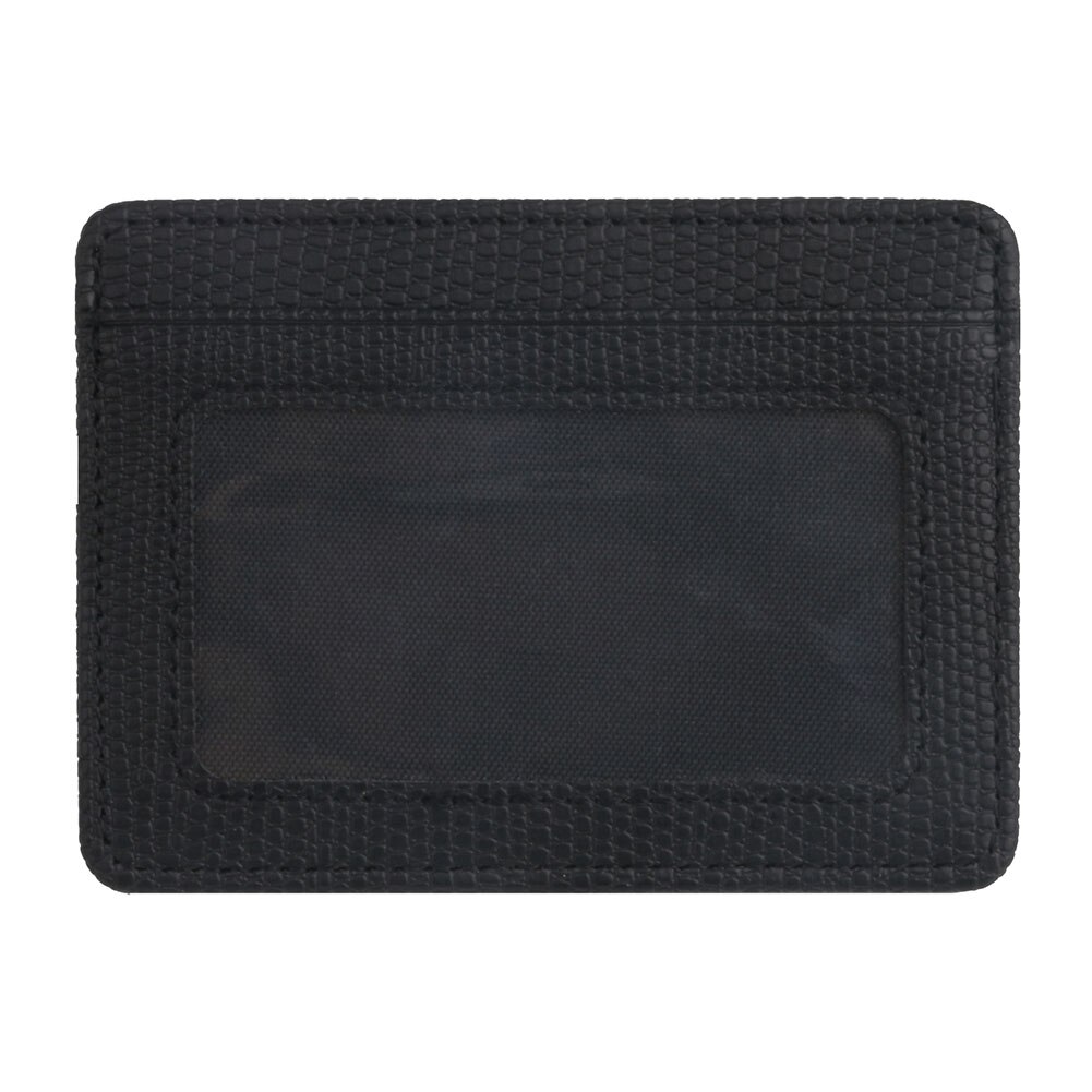 Women Men PU Leather Bank ID Card Wallet Holder Durable Slim Simple Travel Business Case With Purse Card Holder: Black