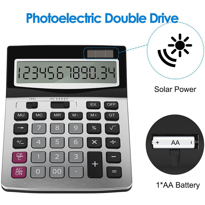 Nworld 12-digit Standard Function Desktop Business Calculator Computer keys Large-screen Solar Energy For Finance Department