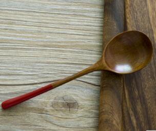 Negro rojo mango de madera cuchara Mini cucharas para sal hermosas artesanías 10 Uds de madera cocina cuchara: Black