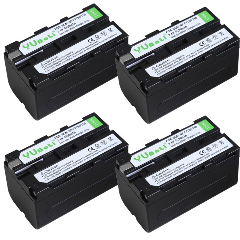 NP-F750 NP-F770 Battery 5200mAh + Dual LCD Charger for Sony Cameras