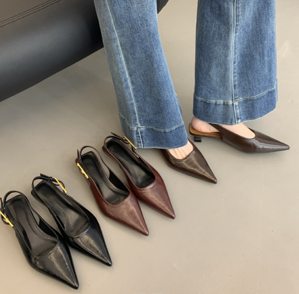 NOVEDAD DE VERANO 2025, sandalias para mujer a la con punta estrecha, zapatos elegantes sin cordones para mujer, zapatos de tacón medio fino, zapatos de tacón