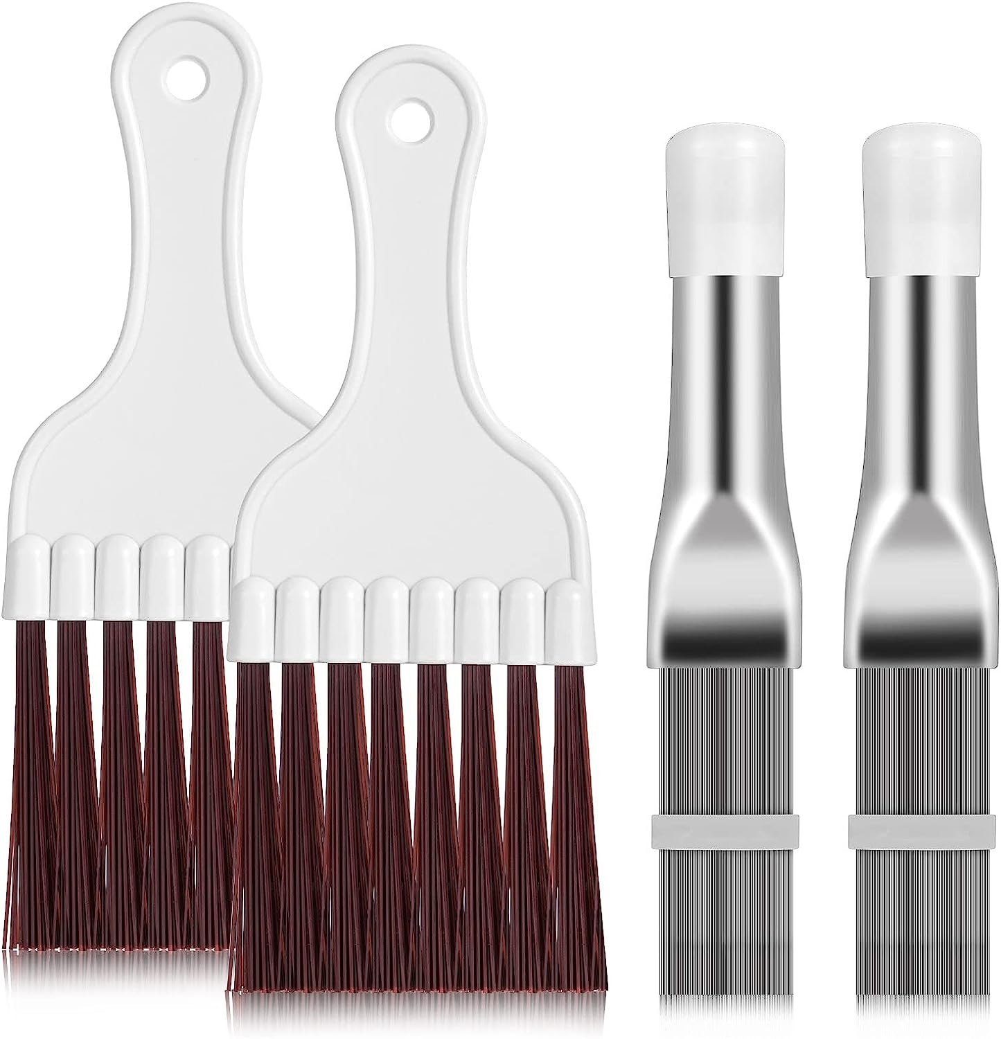 Air Conditioner Condenser Fin Comb 2 AC Coil Cleaner Stainless Steel Fin Comb with 2 Evaporator Radiator Cleaning Whisk Brush: green