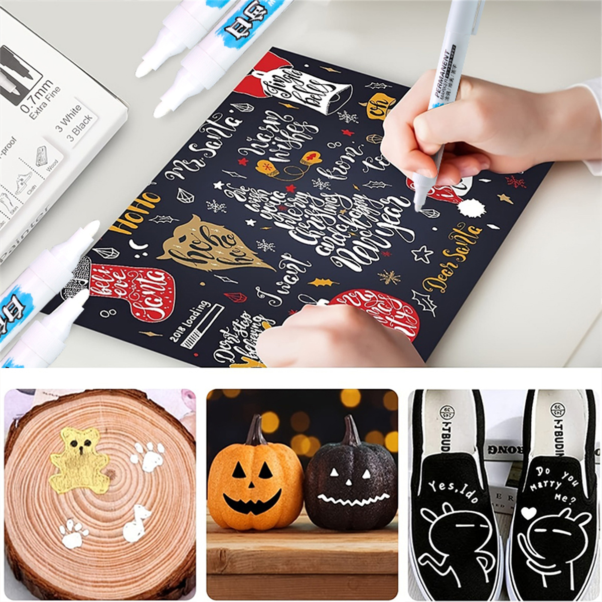 1/2/3 Pcs White Marker Pens 2.0mm Oily Waterproof White Gel Pen DIY Graffiti Sketching Markers Stationery Wrting School Supplies