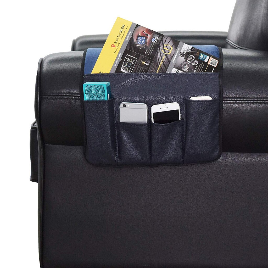 Anti-slip Sofa Couch Chair Recliner Armrest Soft Caddy Organizer Holder: Black