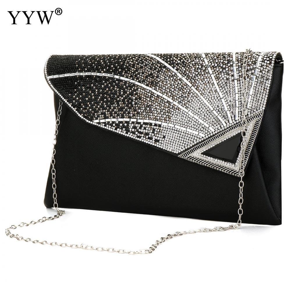 Bolso de mano con diamantes de imitación para mujer, bandolera con solapa, , de lujo, para de noche,