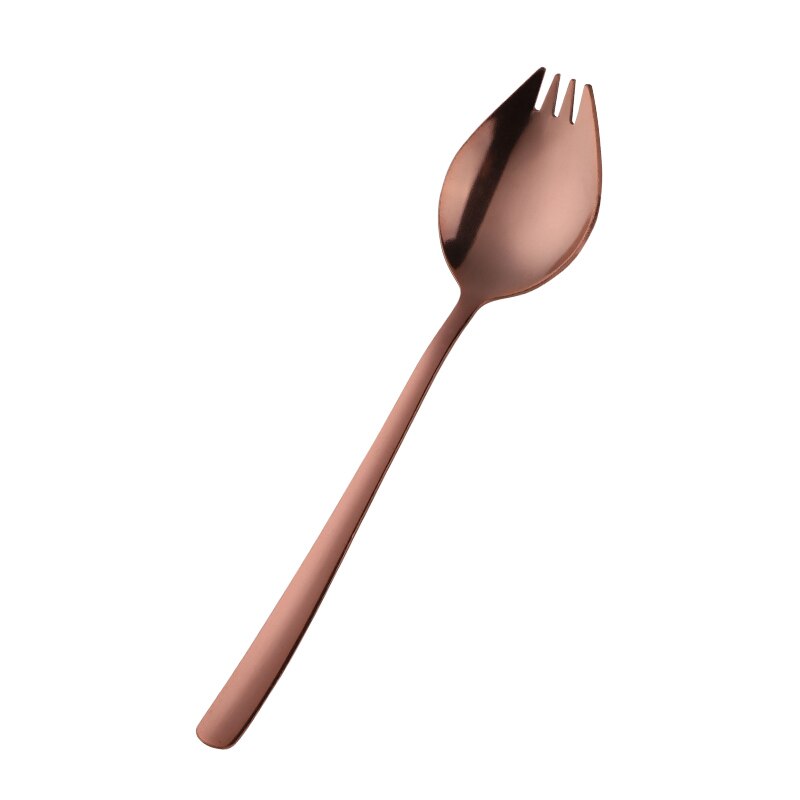 8PCS Stainless Steel Dinner Spork Camping Tableware 2 In 1 Colorful Rainbow Dessert Salad Fork Unique Spoons Bento Accessories: 8pcs rose gold