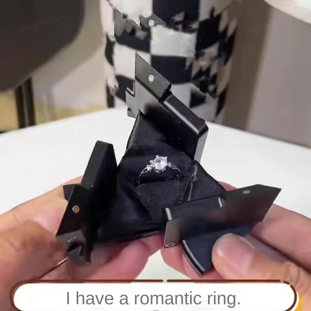 Kinetische Energie Ring Box Roterende Mechanische Vervorming Sieraden Doos Sieraden Opslag Display Houder Kubus Dozen Cool