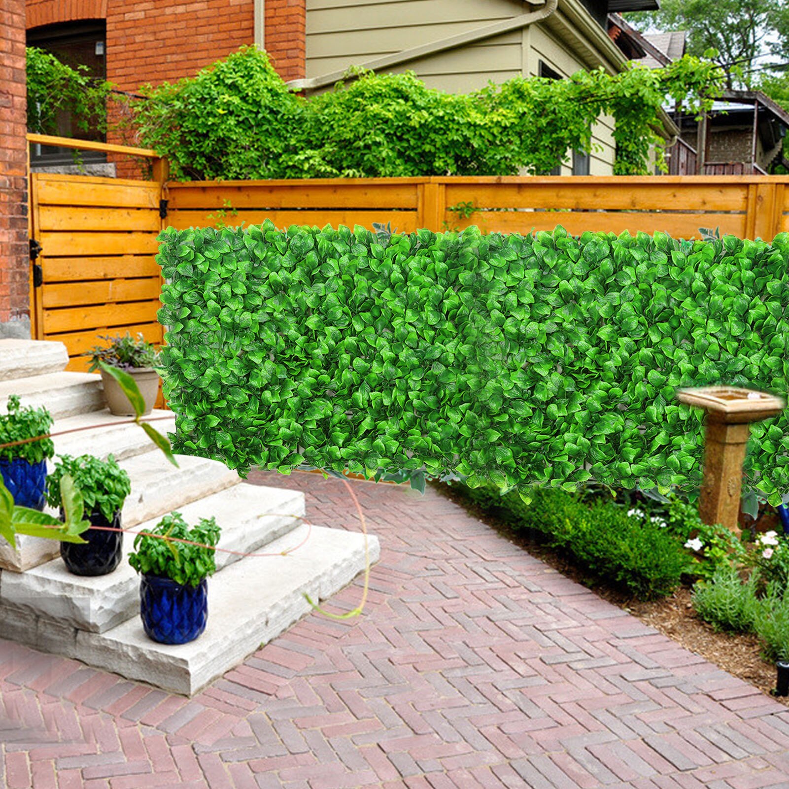 Kunstmatige Groene Achtergrond Muur Kunstmatige Hek Rotan Blad Decoratie Outdoor Tuin Decoratie Plastic Intrekbare Hek