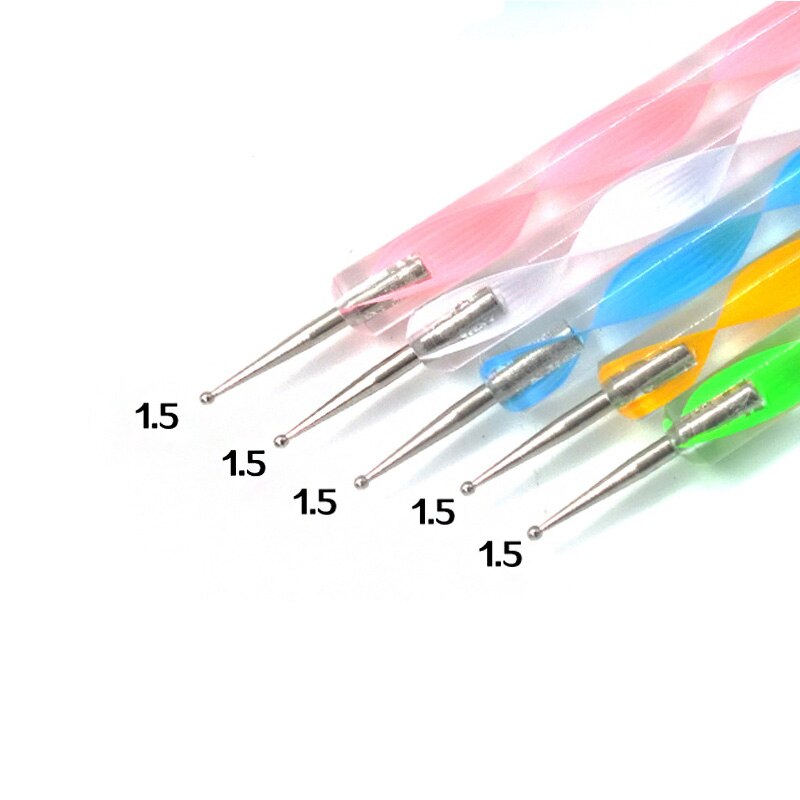 5 pcs/set 2 way Nail Art Dot Dotting Pen Dotting marbleizing Painting Drawing Aluminum Pen Nail Care Art DIY sets