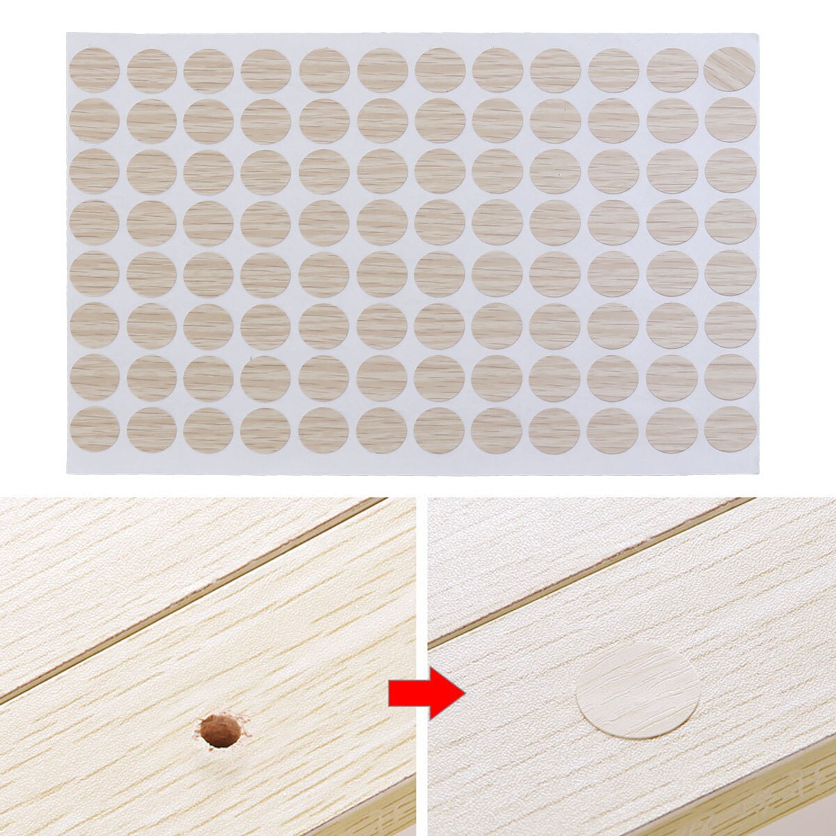 Cache-trou de vis étanche antidérapant, autocollants décoratifs (01) de 15mm, 96 pièces/feuille
