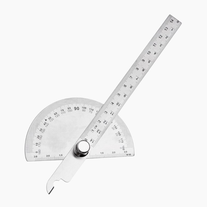 0-180° Angle Ruler Round Head Rotary Protractor Adjustable Universal Stainless Steel Measuring Tool