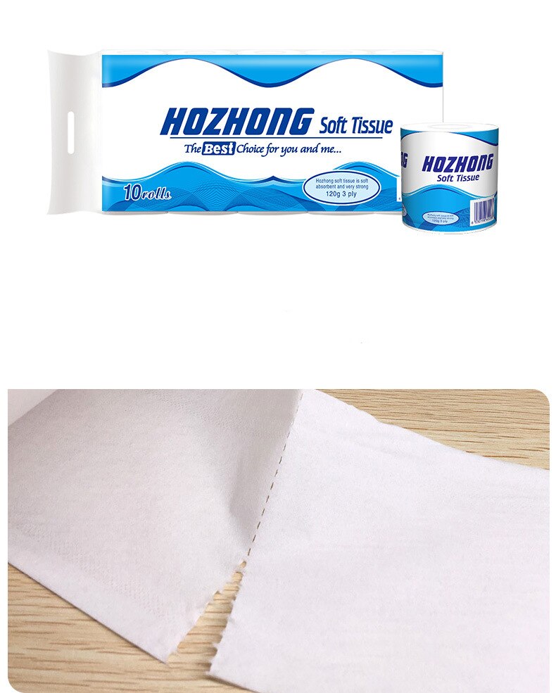 ZK50 10 Rollen Wc-papier Super Zachte Ssuper Sterke Schoon Touch Toiletpapier Familie Size Grote Roll 3-laag Standaard Rollen