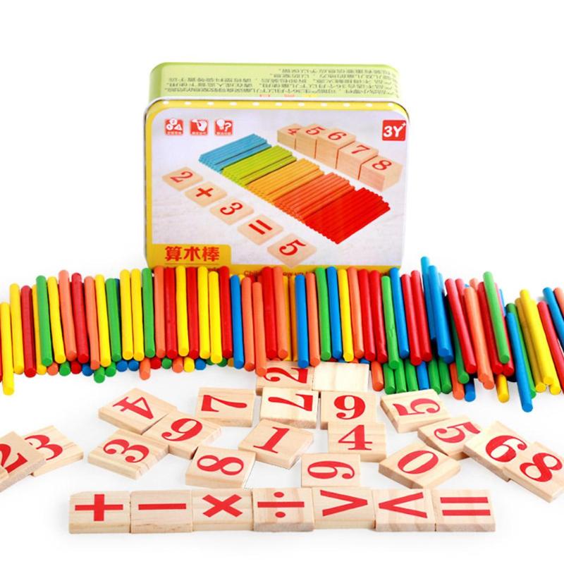 Trælegetøj til børn matematik spil stick matematiske tal tælle stænger