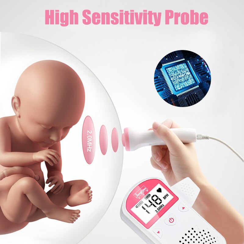 Huishouden Babyfoon Foetale Doppler Echografie Foetus Doppler Detector Draagbare Sonar Doppler Voor Zwangere 2.5Mhz Geen Straling zwangerschap