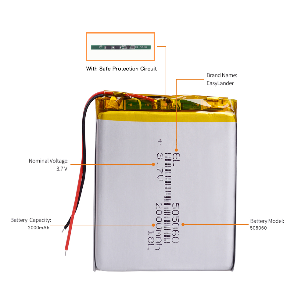 3.7V 2000mAh 505060 litowo-polimerowy akumulator litowo-jonowy do telefonu komórkowego głośnik Bluetooth PDA POS GPS Explay M43HD