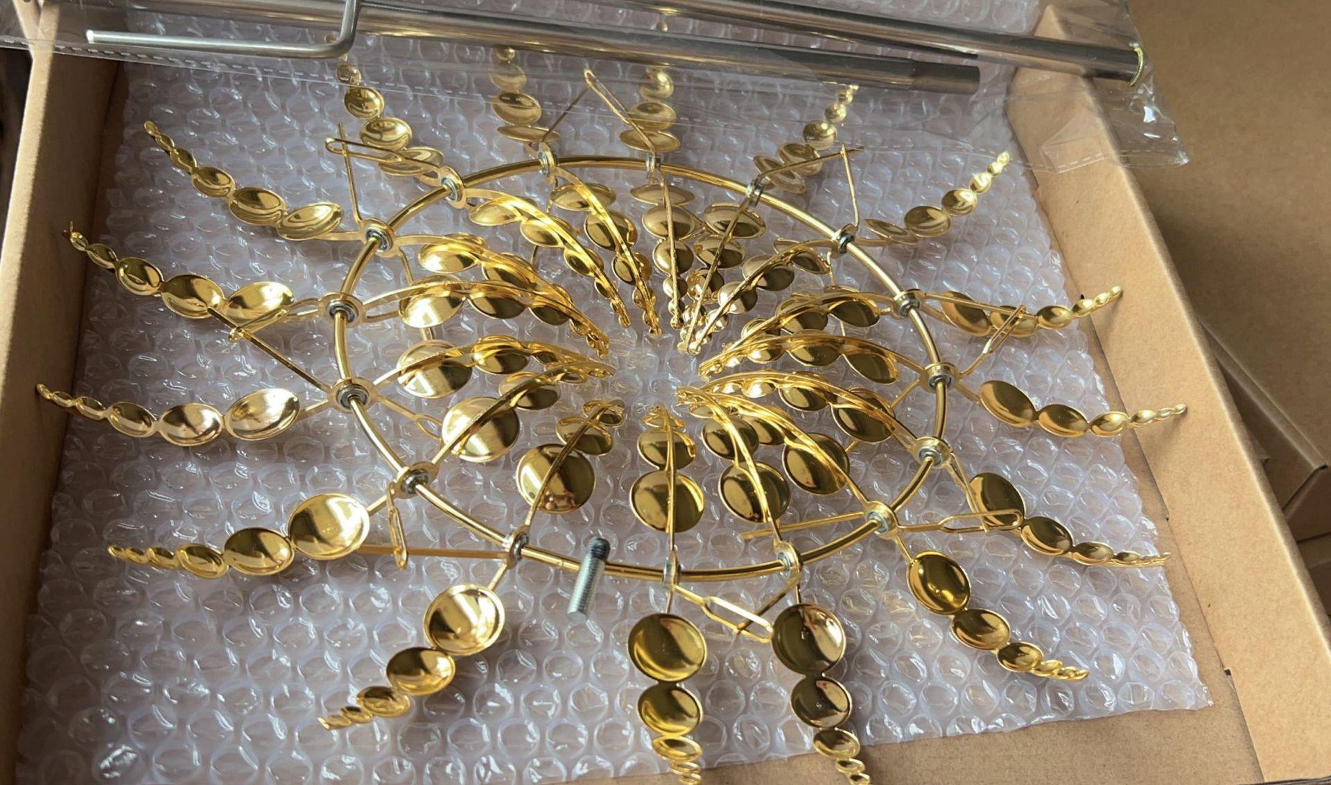 1pc Magical Kinetic Metal Windmill Spinner Unique Wind Powered Catchers Patio Garden Lawn Outdoor Courtyard Decoration: Gold