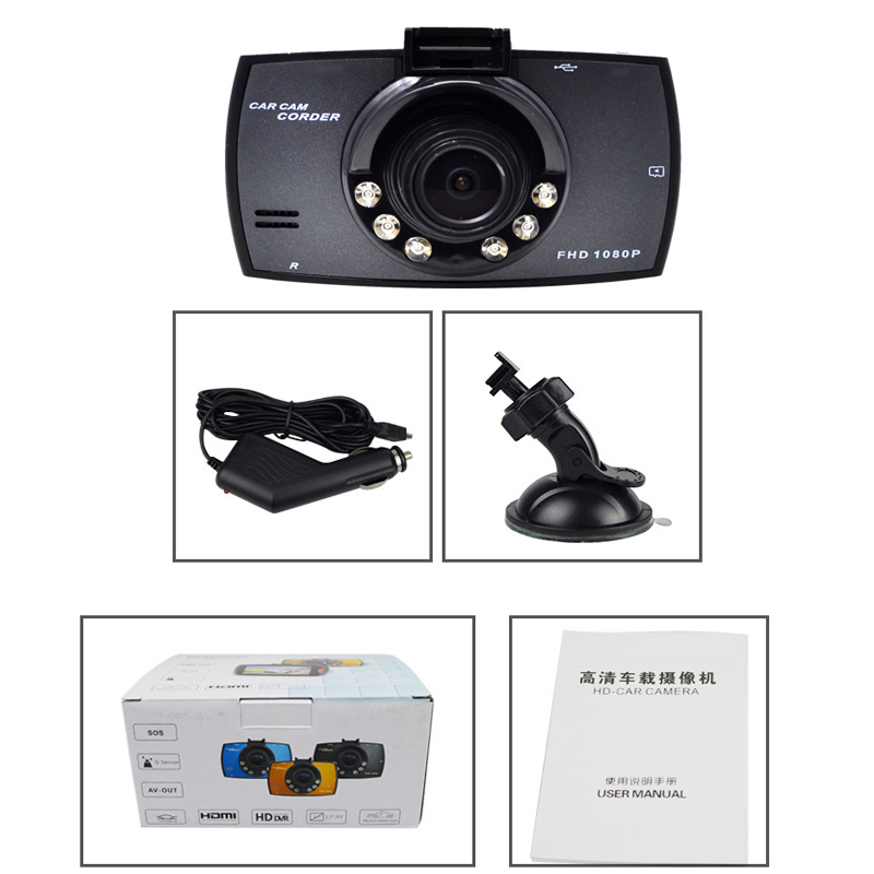 Fuld  hd 1080p bil dvr 2.7 tommer ips skærm bilkamera dual lens dash cam videooptager nattesyn g-sensor registrator