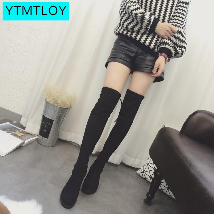 botas de mujer otoño e invierno nuevas botas sobre la rodilla minimalista mayor comodidad de algodón botas planas aterciopeladas botas de