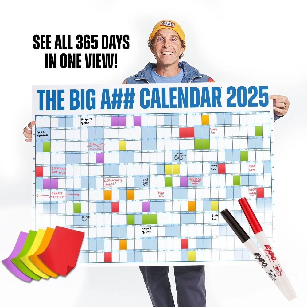 Durable Giant The Big A## Calendar with Pen and Adhesive Sticker Schedule Organizer Planner Sheet Wall Calendar