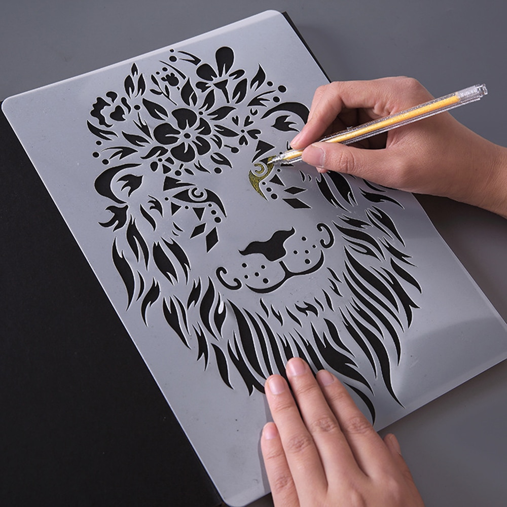 Animal Series Hollow Painting Stencils A4 Lace Ruler Drawing Template Stencils for Diy Scrapbooking Plastic