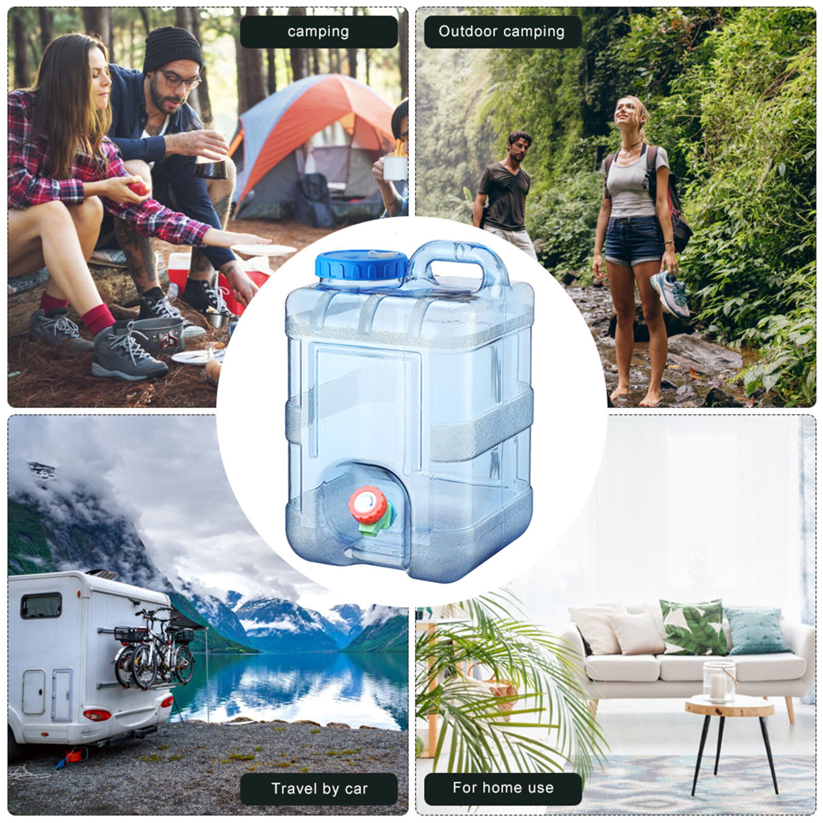 10L Car Beverage Water Container Dispenser Portable Drinking Water Pitcher For Camping Hiking Car Accessories