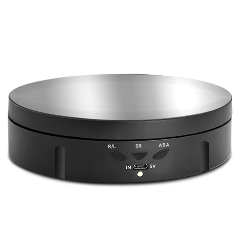 3 Speeds 14.6cm Intelligent Electric Rotating Display Stand Mirror Turntable Jewelry Holder Battery/USB Power: Mirror Black