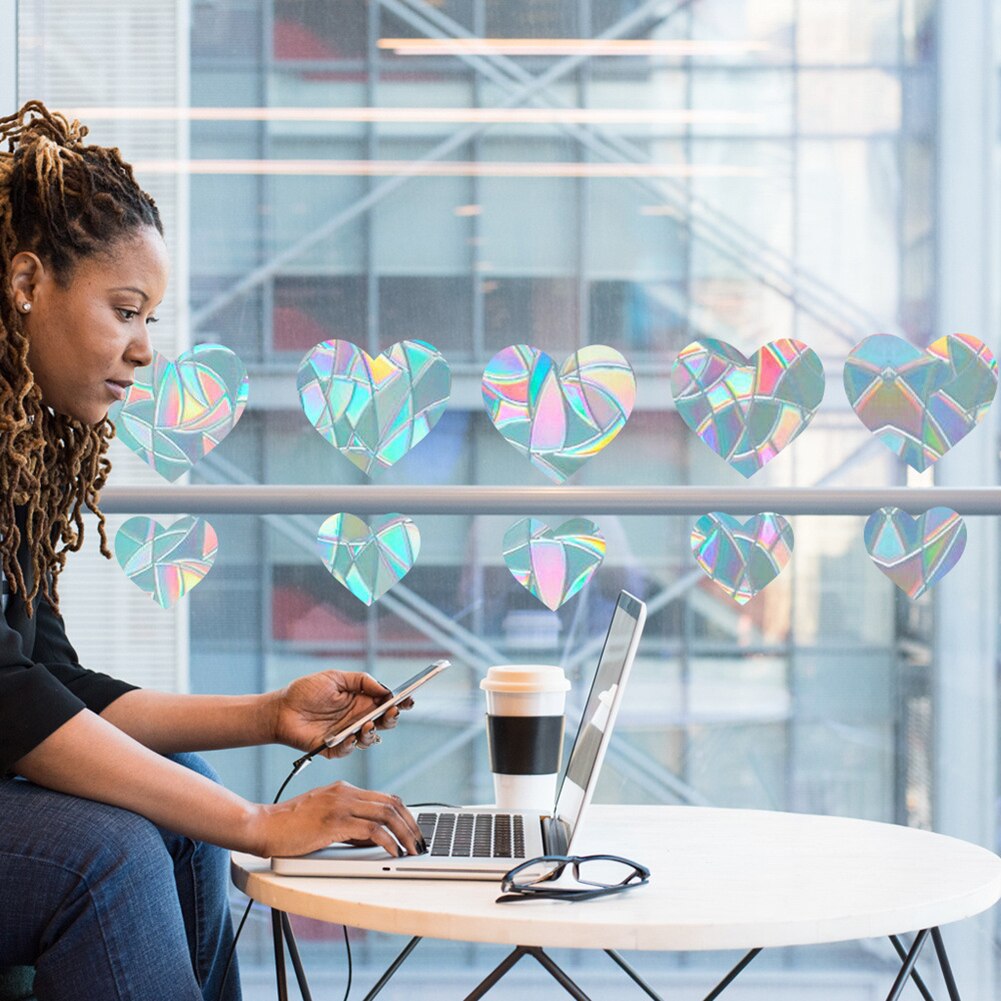 Naklejki statyczne tęcza pryzmat klamry na okno koliber kwiat pióro zatrzymać alarm antykolizyjna zapobieganie rozbić się szkło Dom dekoracje