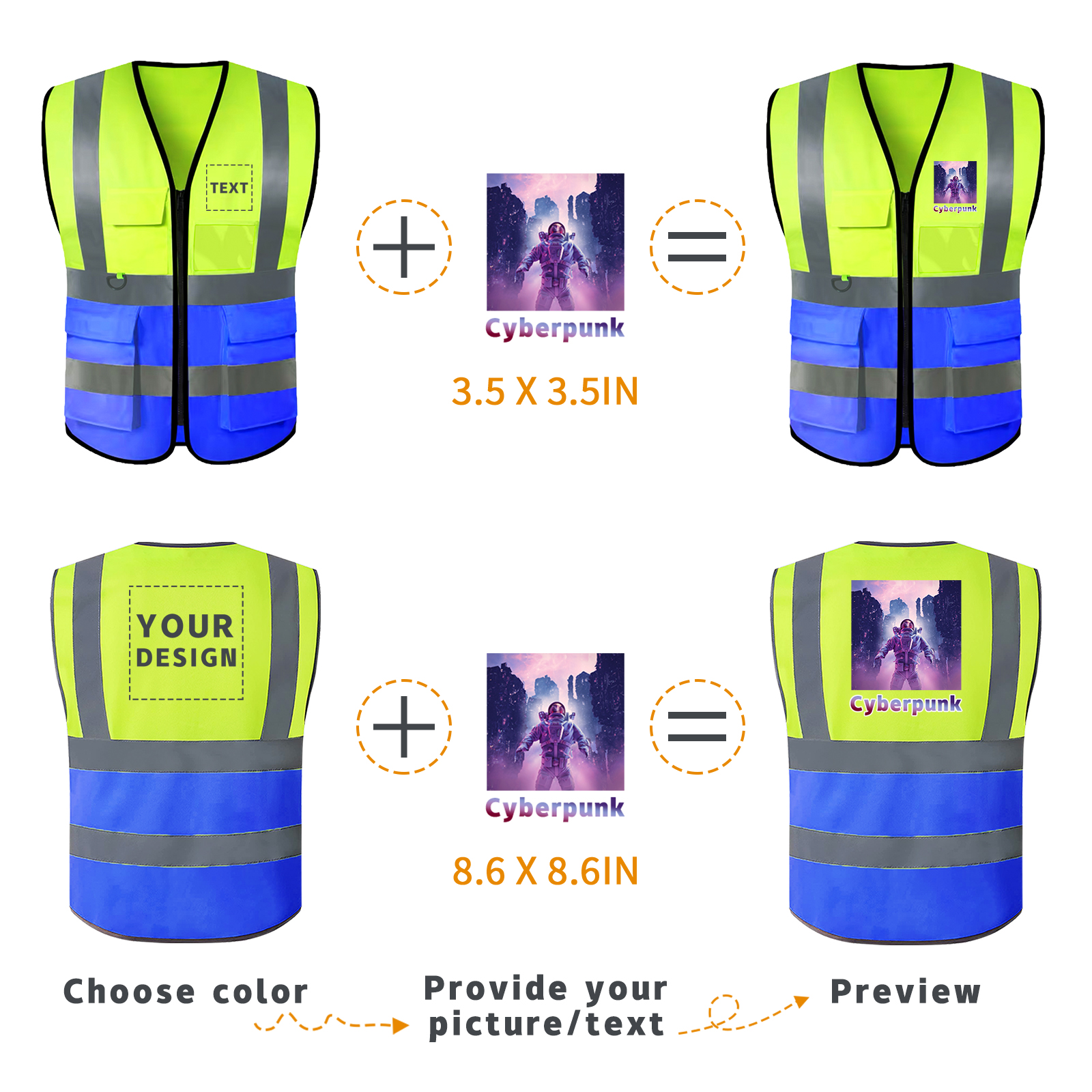 Custom Your Logo Reflective Safety Vest Construction Work Traffic Vest Railway Coal Miners Uniform Security ANSI Class 2