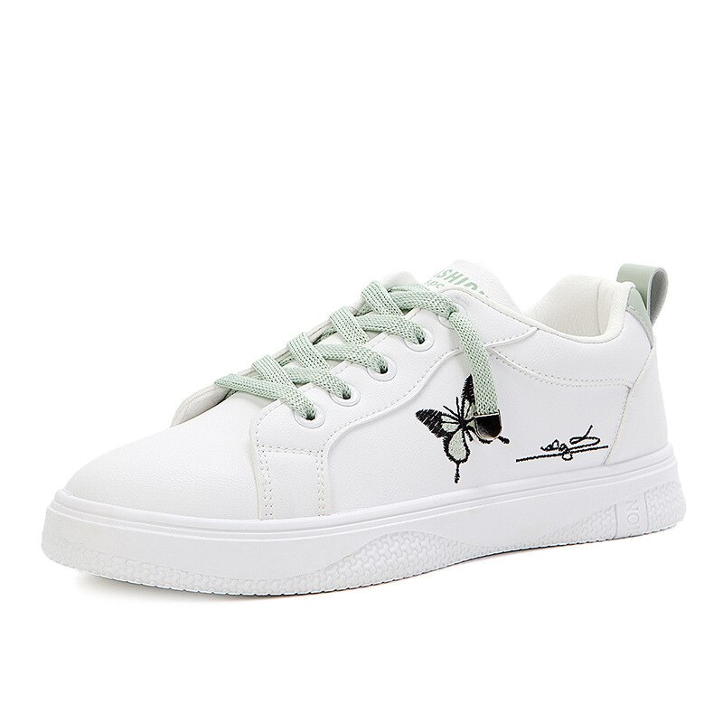 Blanc espadrilles décontractées chaussures plates femmes toile chaussures printemps automne à lacets fleur décontracté dames chaussures femme Tennis Feminino: green / 36