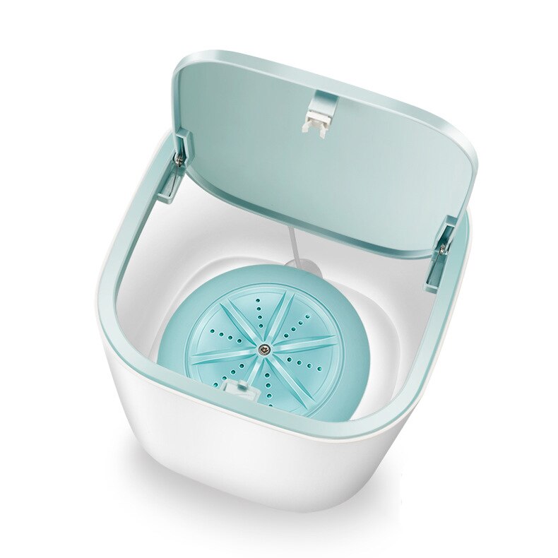 Ultralydsrenser mini vaskemaskine bærbart sonisk tøjvask egnet til kvinder undertøj bh rengøring hjemmevaskemaskine: Blå