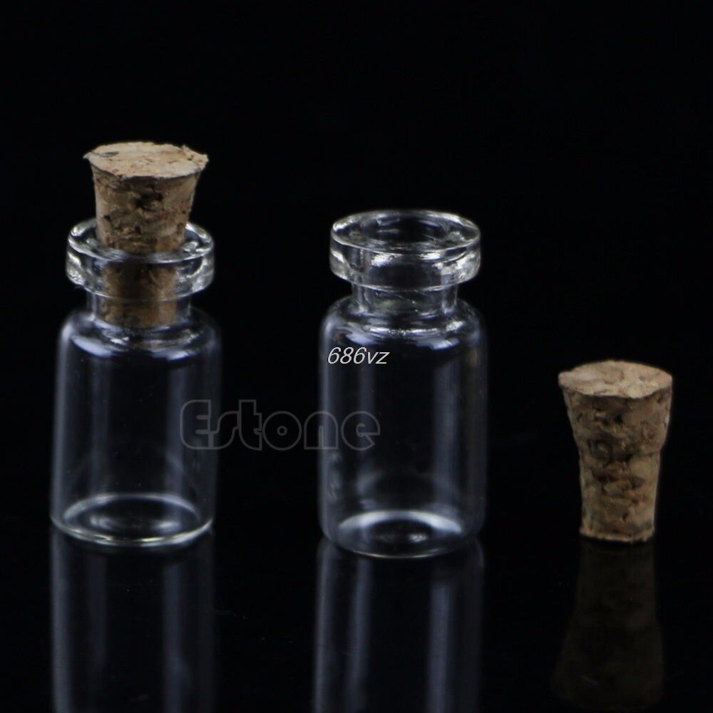 10pcs Kleine Lege Clear Glazen Fles Flesjes met Kurk Opslag Craft 0.5ml 10*18mm N24