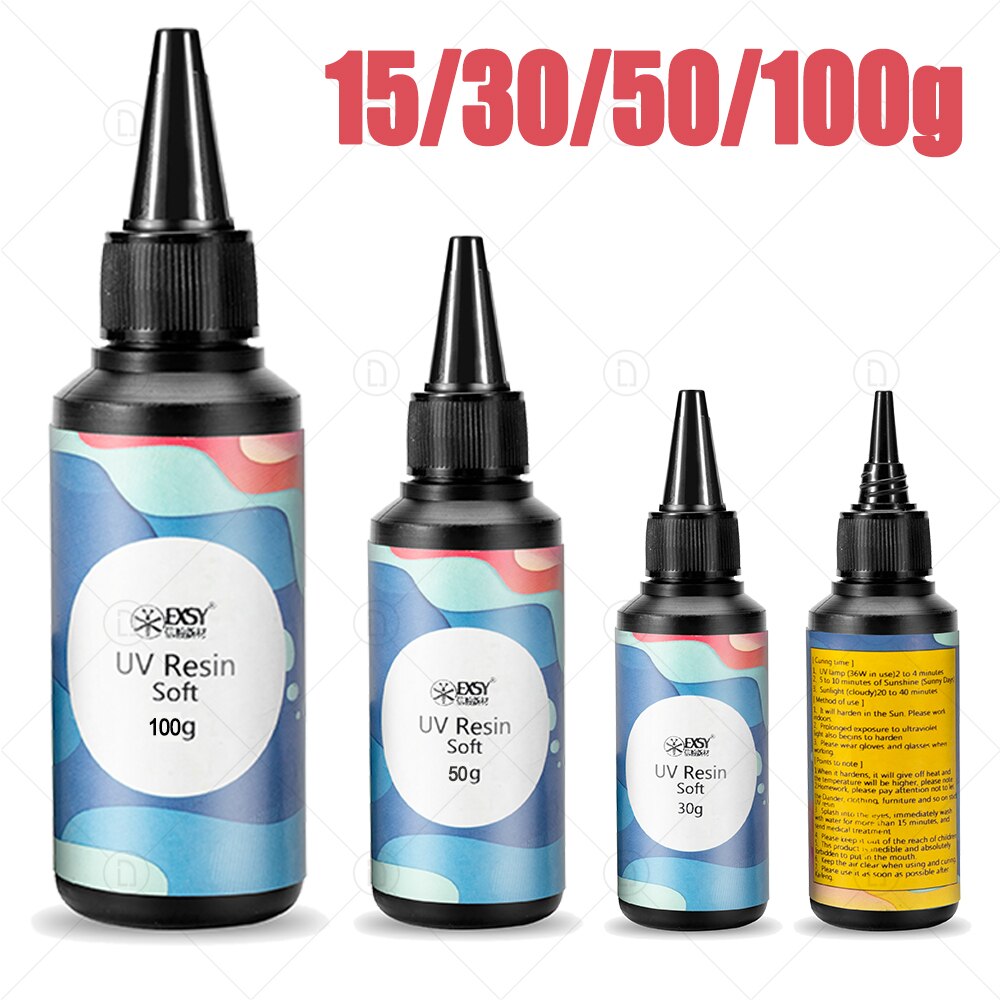 Résine époxy souple UV bricolage cristal transparent, séchage aux ultraviolets, séchage à la lumière du soleil, colle dure activée pour la fabrication de bijoux artisanaux