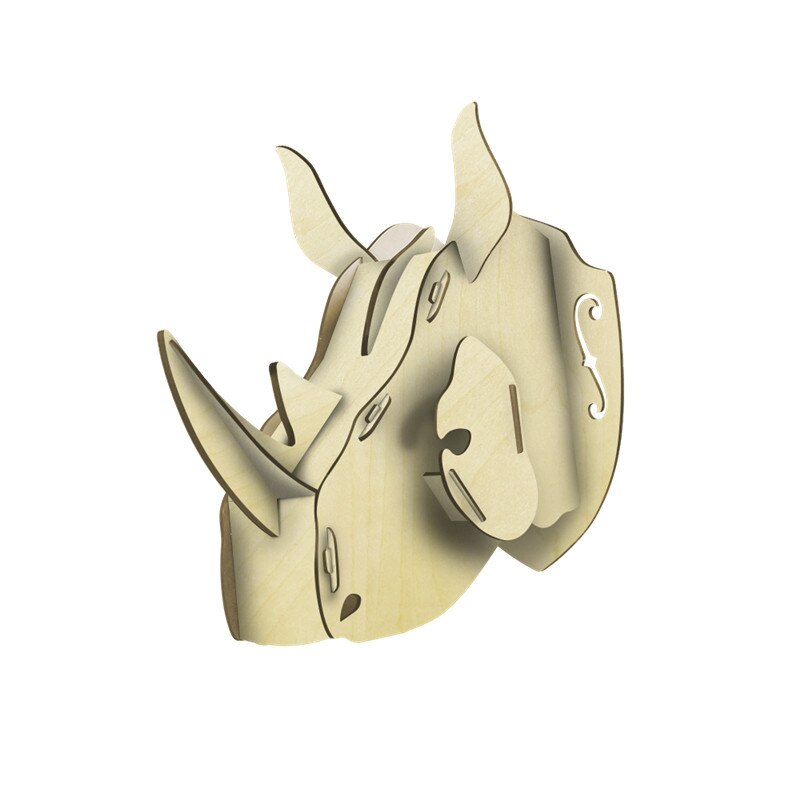 3D Dierenkop Muur Mount Herten/Eenhoorn/Rhino Hoofd Houten Diy Speelgoed Kinderkamer Muur Opknoping Decoratie Verjaardag kerstcadeau: 8