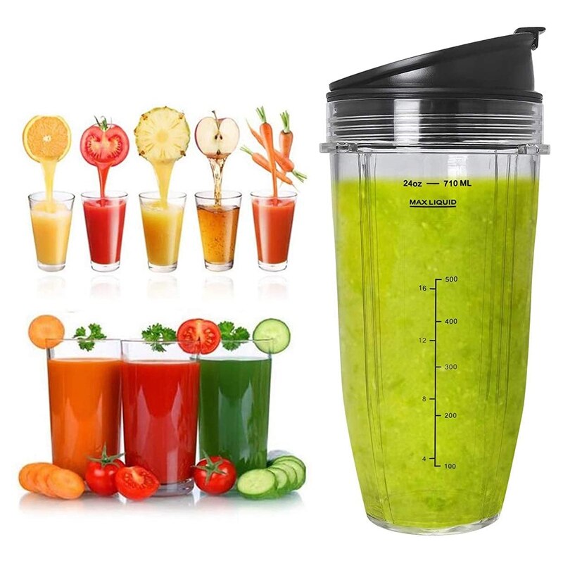 2- pack vervangende 24oz- kops beker met tuitdeksel voor nutri ninja auto iq-serie blenders met  bl450/bl454/bl456/bl480/bl481