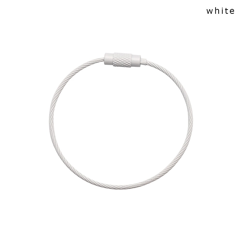 LLavero de alambre de acero inoxidable para escuela, suministros de oficina, herramienta de senderismo al aire libre, nuevos juegos de escritorio, 10 Uds.: white