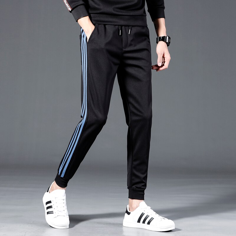 Wwkk Broek Calabasas Streep Sport Broek Straat Mannen Vrouwen Trekkoord Casual Fashio Jogging Seizoen 4 Drie Bars Broek: XXL / Blauw